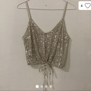 ZARA silver sequin top NWOT